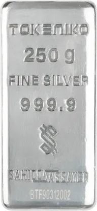 تصویر شمش نقره خالص ۲۵۰ گرمی توکنیکو