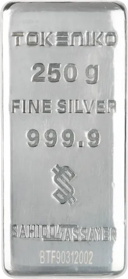 تصویر شمش نقره خالص ۲۵۰ گرمی توکنیکو