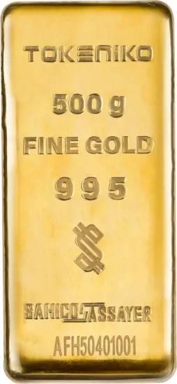 تصویر شمش طلا ۵۰۰ گرمی ۲۴ عیار توکنیکو