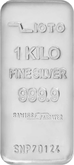 تصویر شمش نقره خالص ۱ کیلوگرمی زیوتو