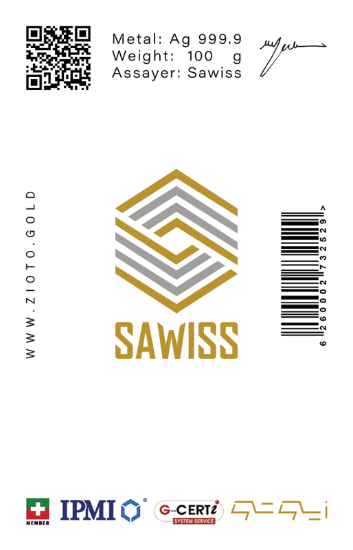 تصویر شمش نقره خالص ۱۰۰ گرمی زیوتو