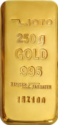 تصویر شمش طلا ۲۵۰ گرمی ۲۴ عیار زیوتو