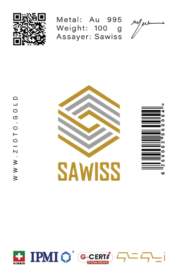 تصویر شمش طلا ۱۰۰ گرمی ۲۴ عیار زیوتو